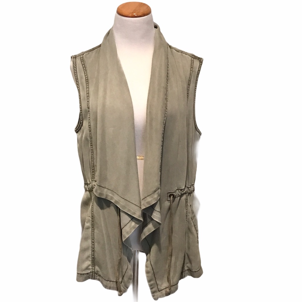 Max Jeans Tencel Drape Open Front Utility Vest - image 1